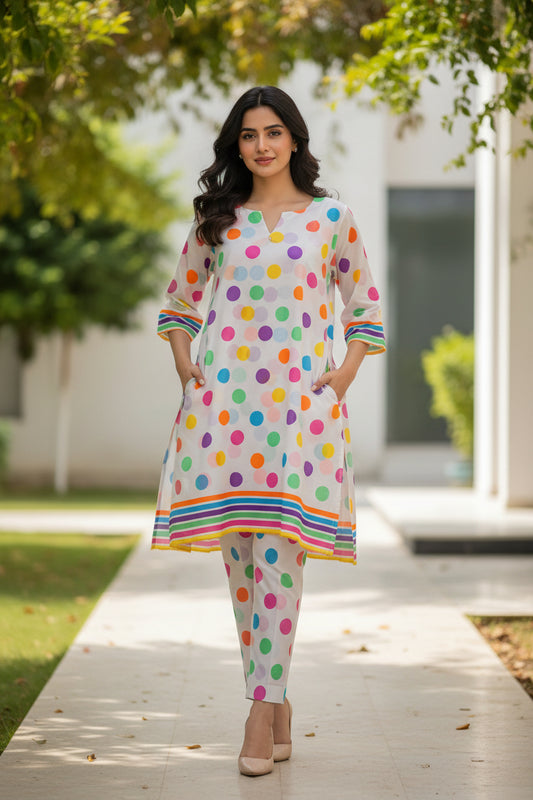 Florescent full print 2 piece lawn