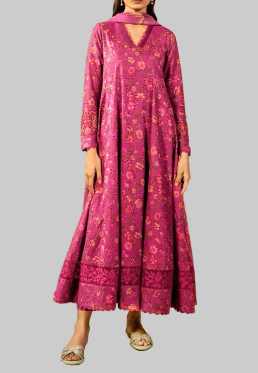 Iznik 10 printed and embroidered lawn